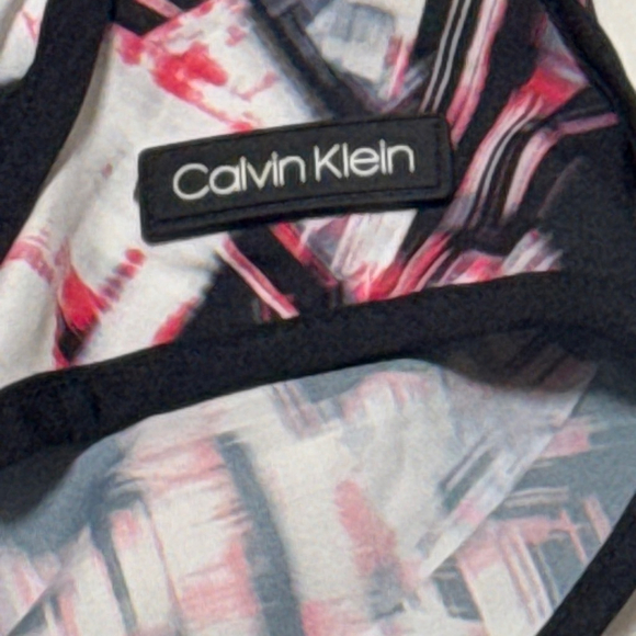 Women's Calvin Klein S Athletic Shorts Black Red White Abstract - Picture 2 of 4